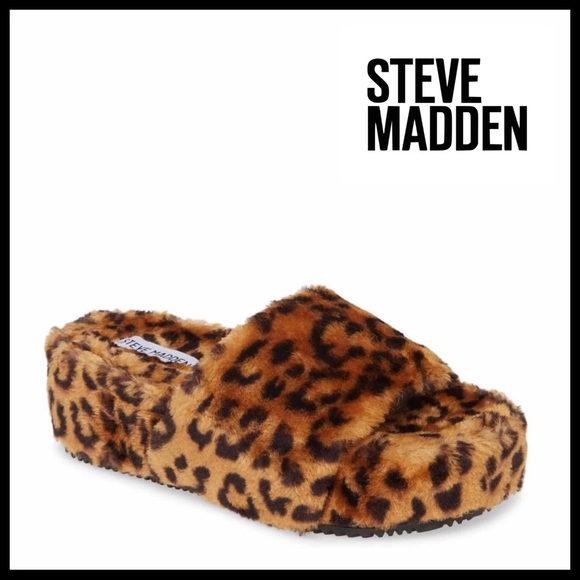 STEVE MADDEN FURRY SLIDES PLATFORM SANDALS A2C - Picture 15 of 16